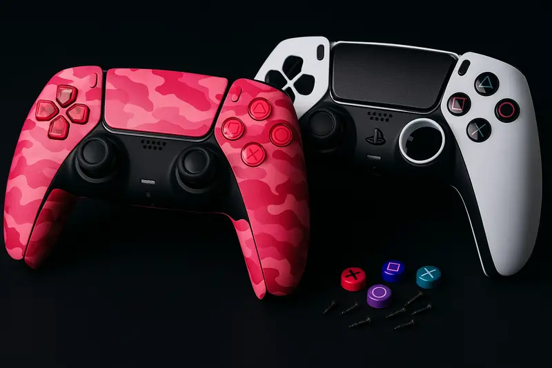 Pad PlayStation 5 DualSense z wymienioną obudową i przyciskami, customizacja i oklejanie na zamówienie
