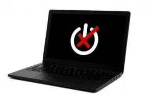 Realistyczna grafika laptopa z wyłączonym ekranem – problem z uruchomieniem